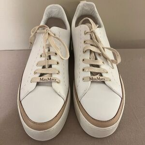 Max Mara Studio Leather Low Top Sneakers, Size 36
